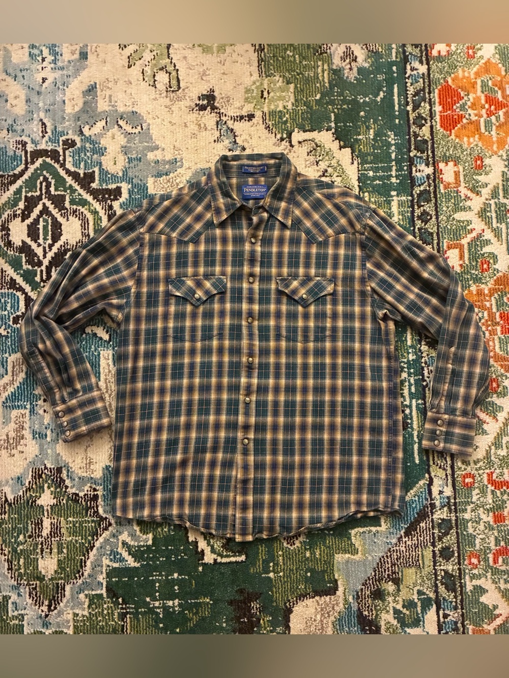 Pendleton Western Plaid Shirt Snap Button Front